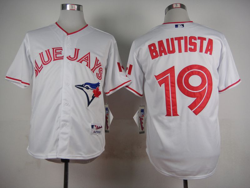 Men Toronto Blue Jays #19 Bautista White red MLB Jerseys